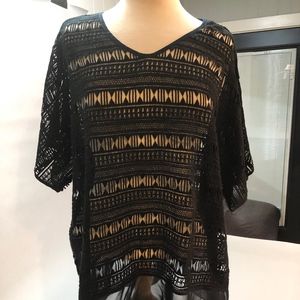 Chico's size 3 Black macrame tunic.  Short sleeves